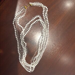 Elegant White Beaded Necklace 24 inches